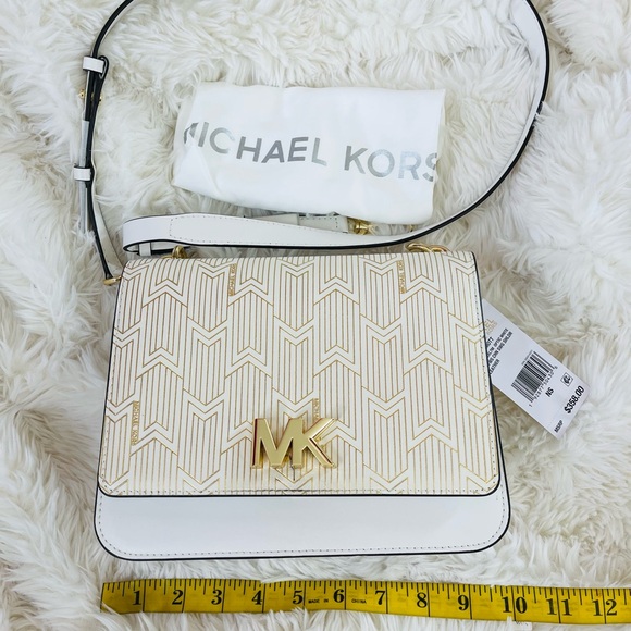 New women’s Micheal Kors Mott leather shoulder bag crossbody 🎁 purse metallic - Picture 1 of 9